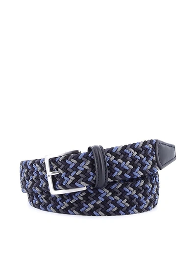 Anderson's Blue And Grey Stretch Woven Fabric Belt