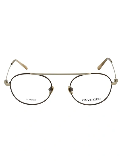 Calvin Klein Mens Gold Metal Glasses In Blanco