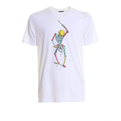 Paul Smith Skeleton Print Organic Cotton T-shirt In White