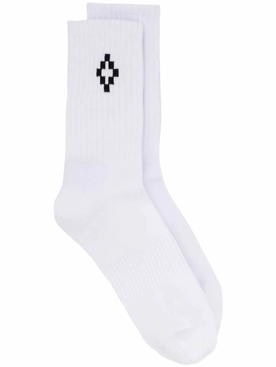 Marcelo Burlon County Of Milan Cross Logo Ankle High Socks In White