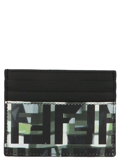 Fendi Black And Green Forever  Camouflage Card Holder In F0x93 Nero+