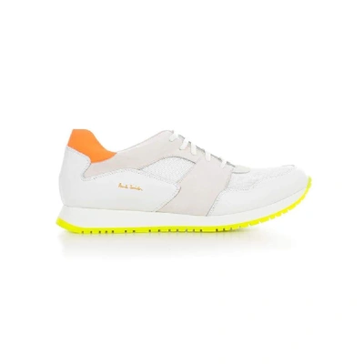 Paul Smith Neon Trim Running Sneakers In White