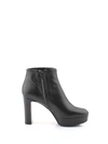 ANNA F BLACK LEATHER ANKLE BOOTS,9572NERO