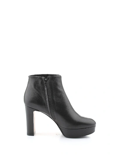 Anna F Black Leather Ankle Boots