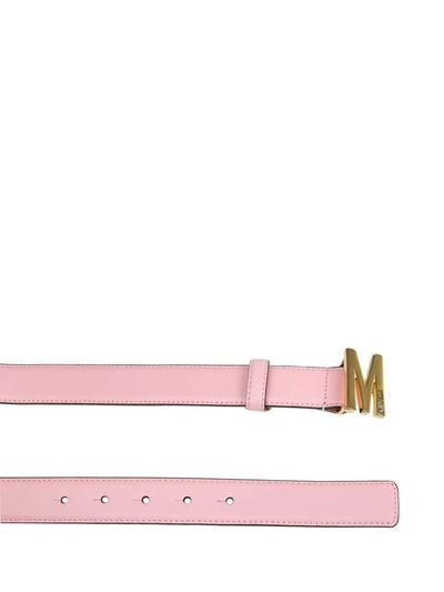 Moschino Lettering Logo Belt In Pink