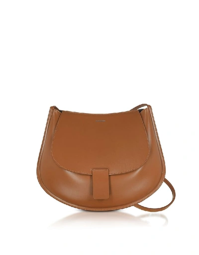Jil Sander 'crescent' Small Leather Shoulder Bag In Beige