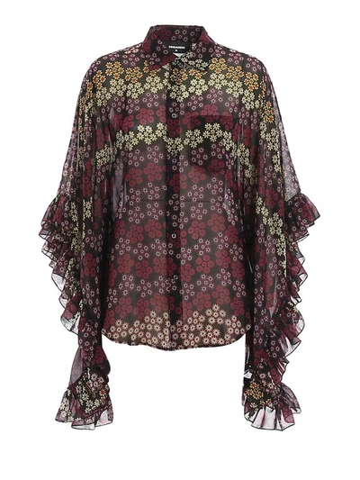 Dsquared2 Lilou Poncho Style Floral Printed Shirt In Multicolour