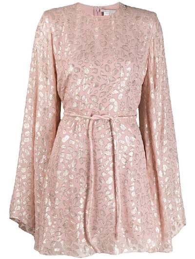Stella Mccartney Lamè Pattern Silk Dress In Pink