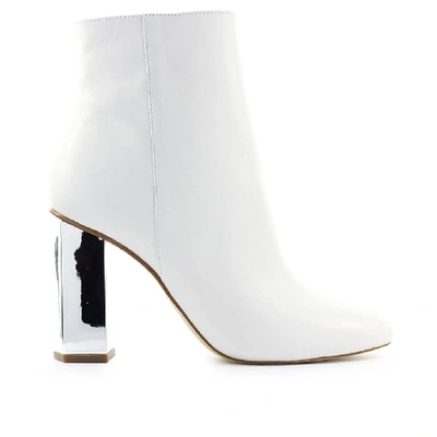 Michael Kors Petra High Heels Ankle Boots In White Leather