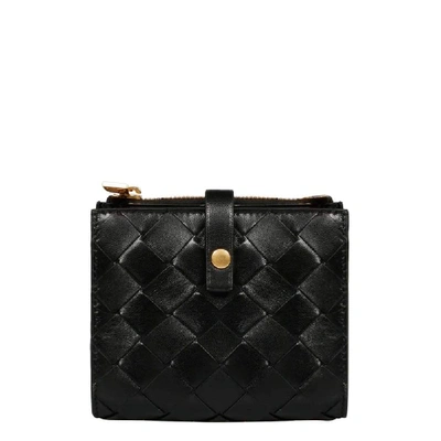 Bottega Veneta Intreciato Leather French Wallet In Black
