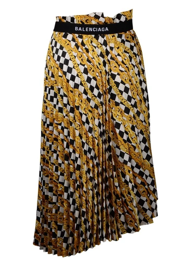 Balenciaga Printed Midi Skirt In Gold