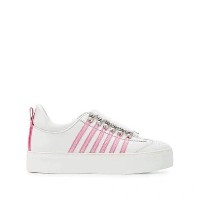 Dsquared2 White Leather Trainers In Multi