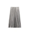 Balenciaga Metallic Pleated Wool Blend Midi Skirt In Silver