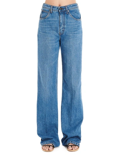 Etro Oversize Cotton Denim Flared Jeans In Blue