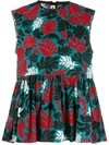 Marni Printed Linen And Cotton-blend Peplum Top In Multicolor