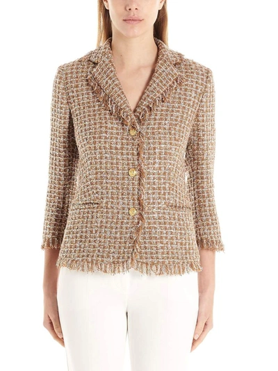 Tagliatore Adele Checked Tweed Jacket In Gold