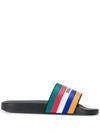 Dsquared2 Black & Multicolor Stripes Womens Rubber Slides In Multicolor