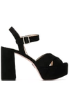 Prada Crossover Platform Sandals In Black