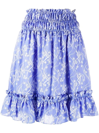 Kenzo Smocked Waistband Mini Skirt In Blue