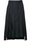 Thom Browne High-waisted Pleated Skirt In Blue