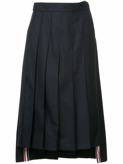 Thom Browne High-waisted Pleated Skirt In Blue