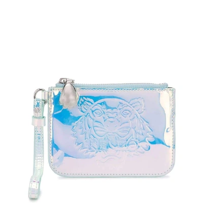 Kenzo Tiger Embossed Holographic Wallet In Blue