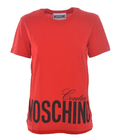 Moschino Bottom Logo Print T-shirt In Red