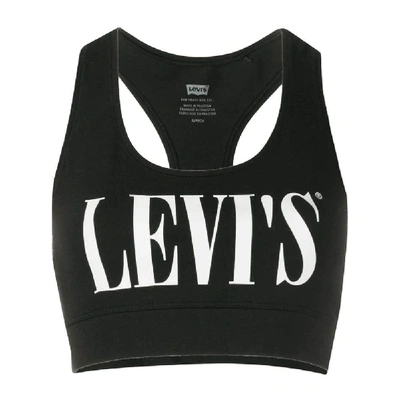 Levi's Logo-print Cropped Top In Black