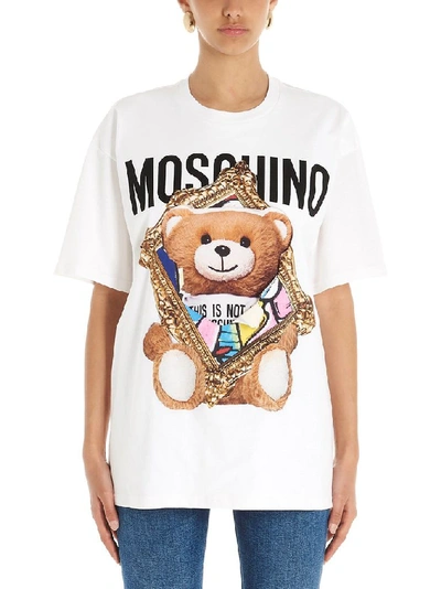 Moschino Oversize 3d Print Cotton Jersey T-shirt In White