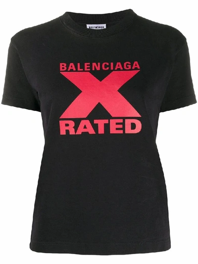 Balenciaga X Rated Jersey Short-sleeve Crewneck Tee In Black