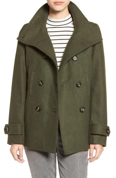 Thread & Supply Double Breasted Peacoat In Hunter Green