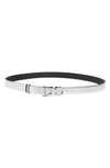 Ferragamo Reversible Gancini Calfskin Leather Belt In Argento