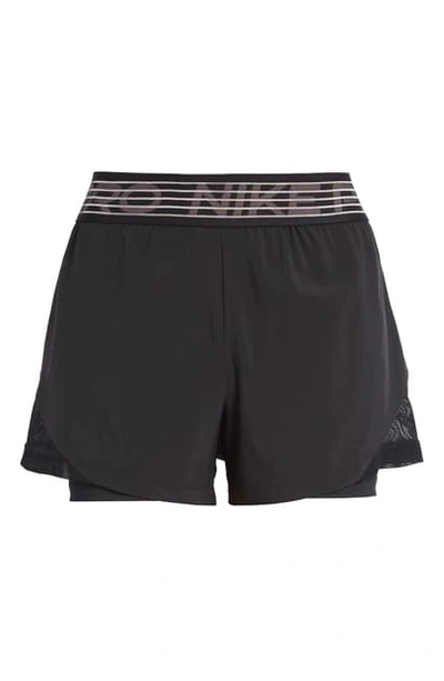 Nike Pro 2 In 1 Woven Shorts In Black In Black/thdrgy