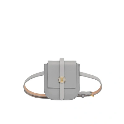 Burberry Belted Grainy Leather Anne Clutch In Cloud Grey
