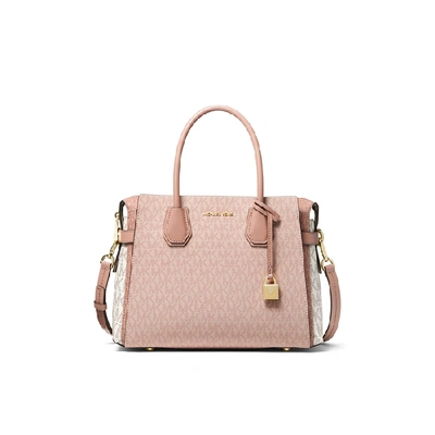 Pink/Brown Mercer Belted Medium Satchel Bag