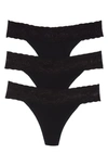 Natori Bliss Perfection One Size Thong 3-pack In Black