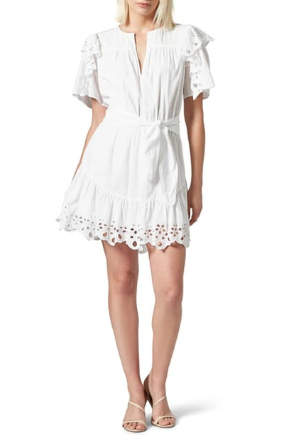 Joie Safia Cotton Eyelet Short Sleeve Minidress In Clean White