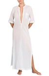 Everyday Ritual Plunge V-neck Cotton Caftan In White