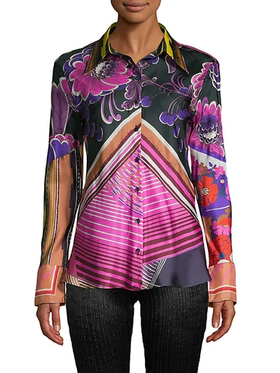 Chloé Mixed-print Silk Shirt In Purple Multi