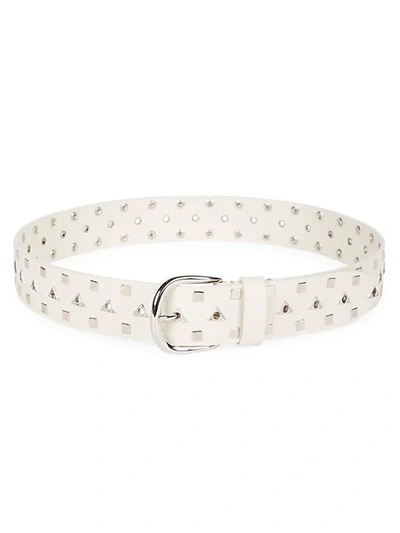 Isabel Marant Liyo Geometric Stud Leather Belt In White