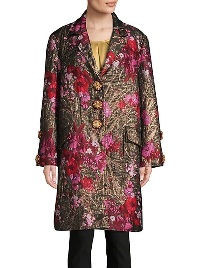Dolce & Gabbana Jacquard Caban Coat In Floral