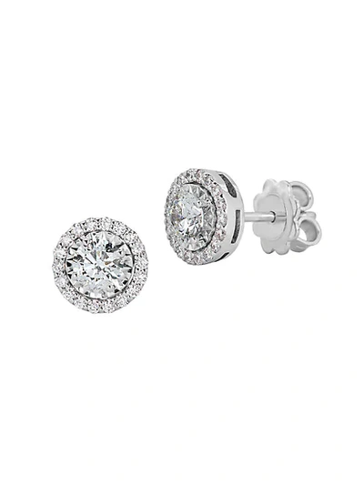 Saks Fifth Avenue 14k White Gold Diamond Cluster Earrings