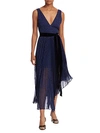 ALICE AND OLIVIA AIDEN ASYMMETRICAL PLEATED MIDI DRESS,0400012488063