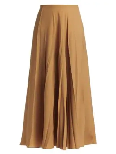 The Row Travi Pleated Midi Skirt In Tan
