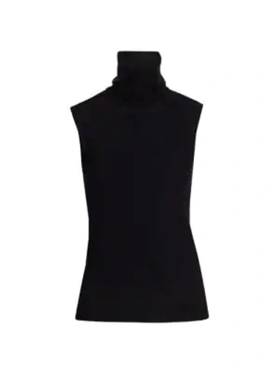 The Row Clovis Sleeveless Stretch-cashmere Turtleneck In Black