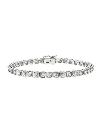 Saks Fifth Avenue Women's 14k White Gold & Diamond Square Illusion-set Tennis Bracelet