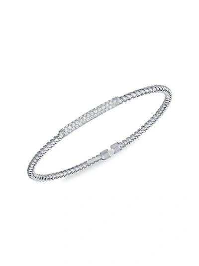 Saks Fifth Avenue 14k White Gold & Diamond Station Twisted Bangle Bracelet