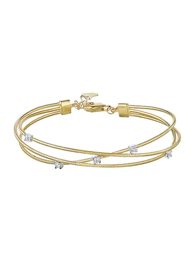 Saks Fifth Avenue Women's 14k Yellow Gold & Diamond Station 3-strand Bolo Bracelet