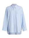 R13 Oversized Striped Washed-cotton Oxford Shirt In Blue White Pinstripe