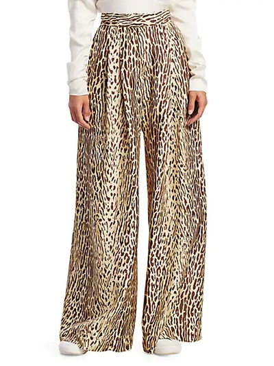 Zimmermann Eye Spy Leopard Silk Wide-leg Trousers In Animal